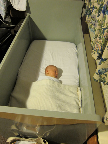 Louis sleeping in his Dad's old cot.
